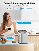 Machine Countertop with Self Cleaning, Voice Remote, 26lbs in 24Hrs, 9 Ice Cubes in 6 Minutes 3 Sizes, Portable Ice Makers with 2