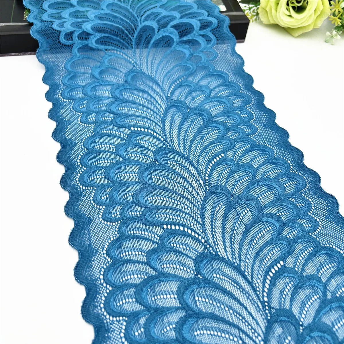 3y/Lot Width 7 5/8 inch (19cm) Blue Elastic Stretch Lace Trim Lingerie Sewing Craft DIY Apparel Fabric Wedding Garment Accessory 1