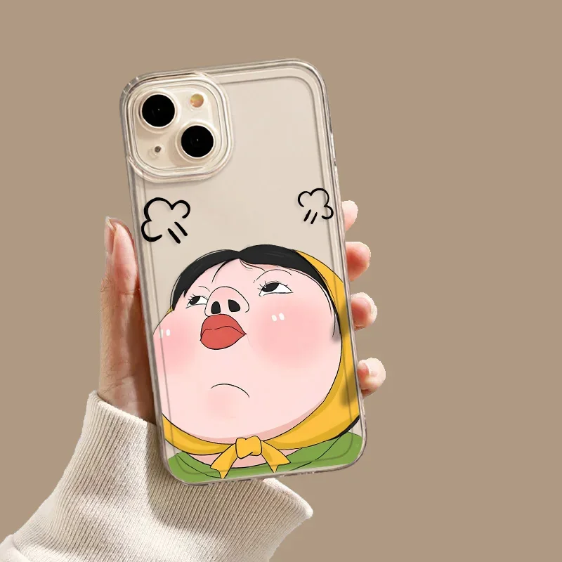 Adorable Transparent Cartoon Phone Case - Cute Girl Design