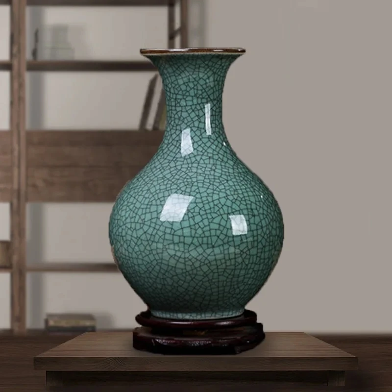 

28.5cm/JingdezhenRetro Ceramic Vase Decoration, Living Room Flower Arrangement, New Chinese Style Entrance Decoration