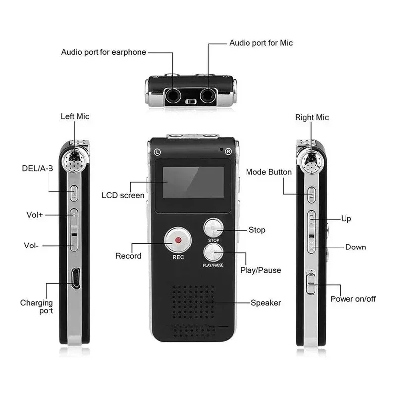 Digital Voice Recorder 8GB/16GB/32GB/64GB MP3 Player USB Flash Drive HD Noise Ca