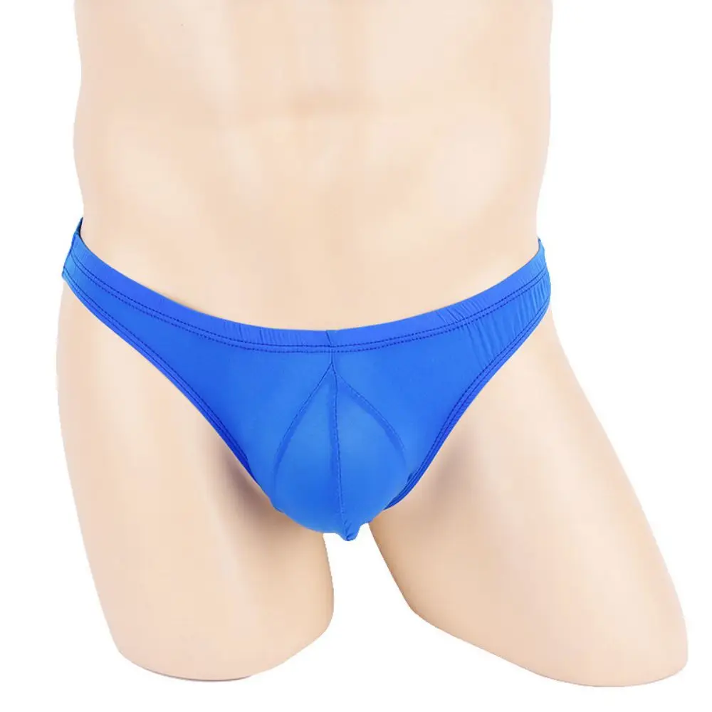 

Men'S Bikini Briefs Fun Underwear Triangle Pants Ultra Thin Ice Silk Perspective U Convex Bag Back Wrinkle Sexy Underwear