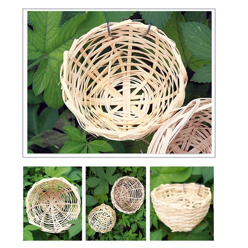 1Pc Hanging Bird Nest Bamboo Bird Hut Outdoor Birdhouse In Fibra Naturale Piccoli Canarini Nest Wren Nest Chickadee House