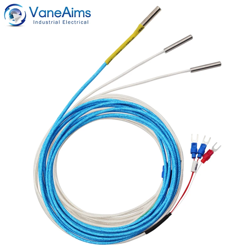 30mm Small Probe Thermocouple VaneAims Type K J PT100 0-600℃ 0.5/1/2/3M Braided Shielded Wire Sensor For Temperature Controller |