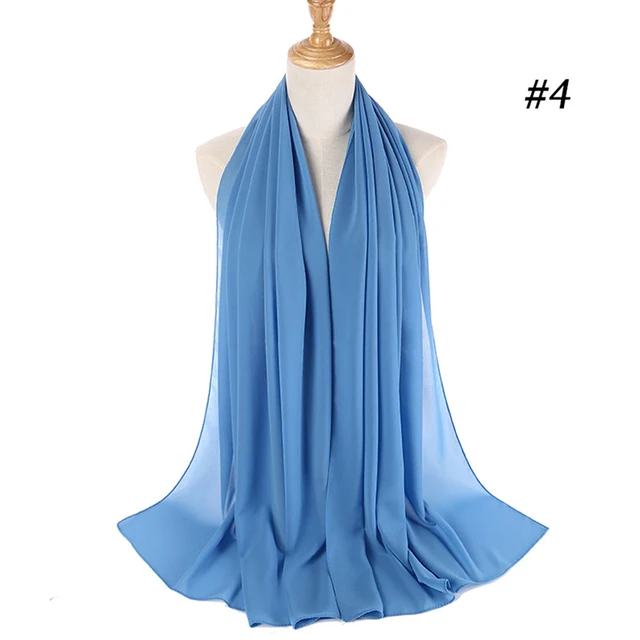Musulman en mousseline de soie Hijab femmes bulle en mousseline de soie écharpe pour femmes dames voile musulman Islam couleur unie malaisie Musulman Wrap foulards