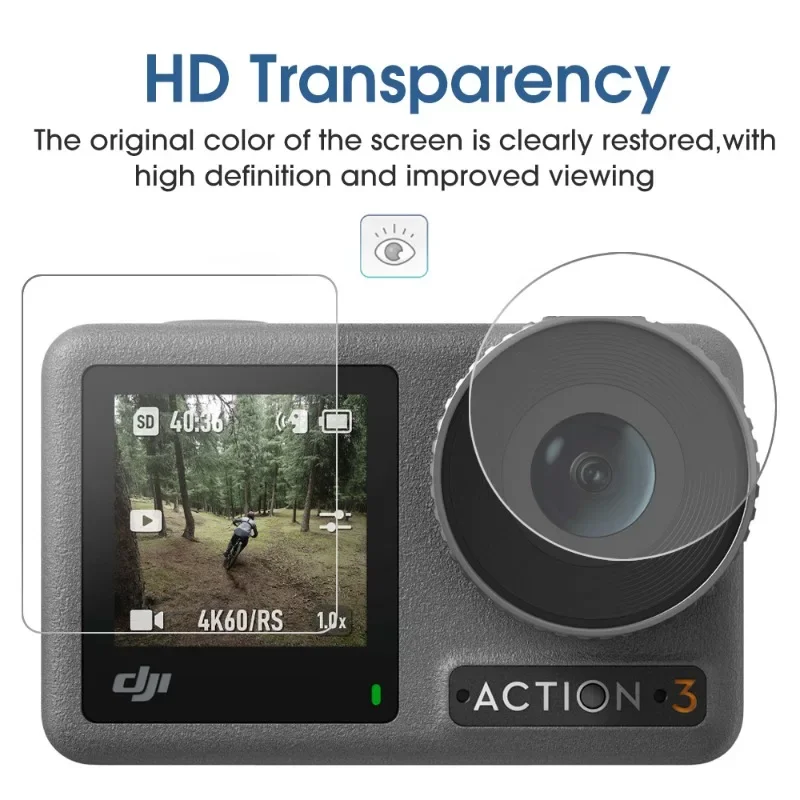 Description Picture 6 of item6in1 Tempered Glass Films For DJI Osmo Action 3 4 Front Rear Screen Protector Lens Protective Film For DJI OSMO Action4 Action3
