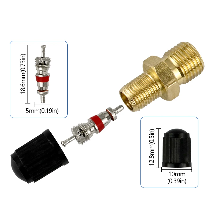 Copper Valve Caps 1/8 NPT 1/4 Brass Valve Stems Copper Tire Valves Car Motorcycle Bike Tires Durable