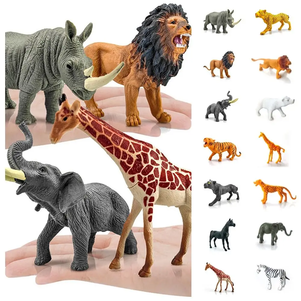 

Rhinoceros Jungle Wild Animal Model Panther Horse Realistic Tiger Toy Polar Bear Giraffe Mini Elephant Model Photography Props