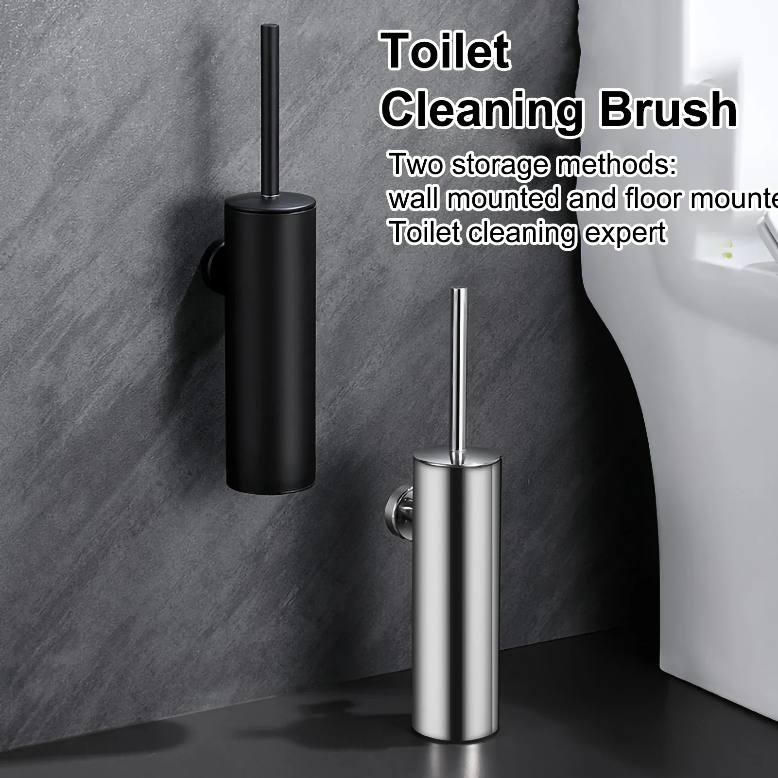 Stainless Steel Bathroom Toilet Brush Holder Accessories Black Toilet Brush Wall Mounted WC Cleaner toilet brush holder