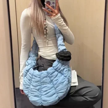 Borsa a tracolla Hobos Y2k Fashion Borsa a tracolla singola a nuvola pieghettata casual Borsa popolare coreana di grande capacità Croce diagonale