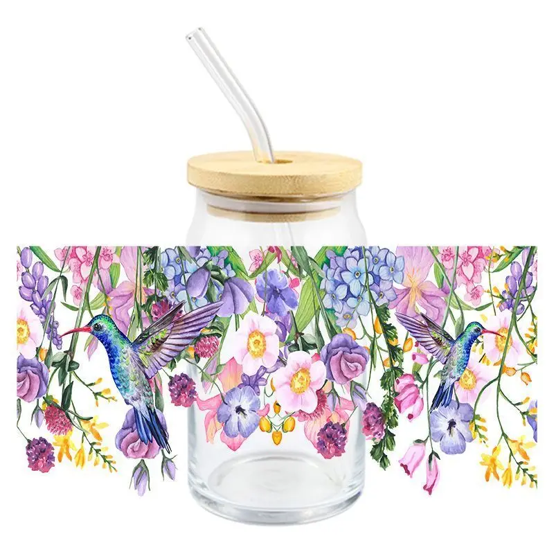 3d stickers uv dtf wrap transfer Cartoon bird UV DTF wrap transfer stickers 3D DIY colorful decal DTF wrap for 16OZ glasses cups mugs stickers