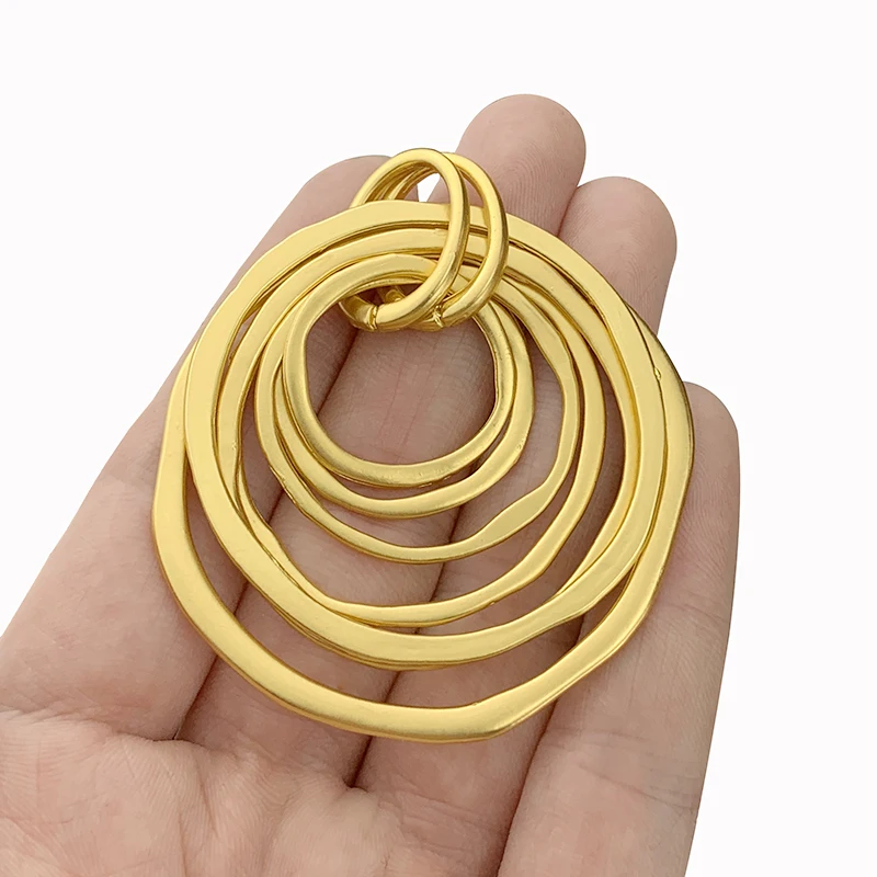 

1 x Matt Gold Color Large Hollow Open 7 Circles Charms Pendants For DIY Necklace Jewelry Making Findings Accessories 70x55mm