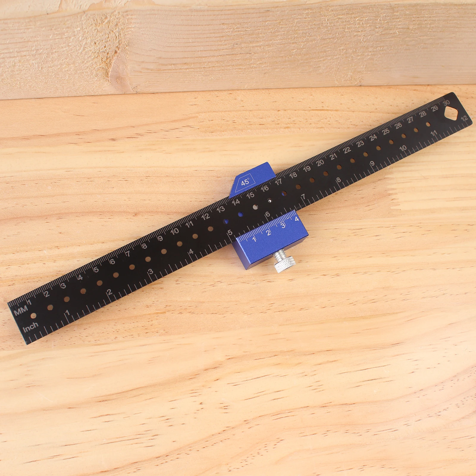 Woodworking Square Tool Woodworking Metal Pocket Ruler 45&deg;/90&deg; Slide Stop for Marking Inch/Metric Scribing Measuring