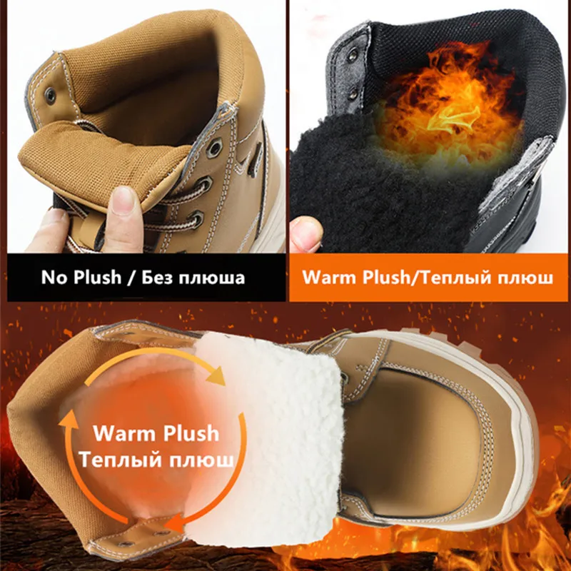 Men Boots Winter Leather Snow Boots Outdoor Non-slip