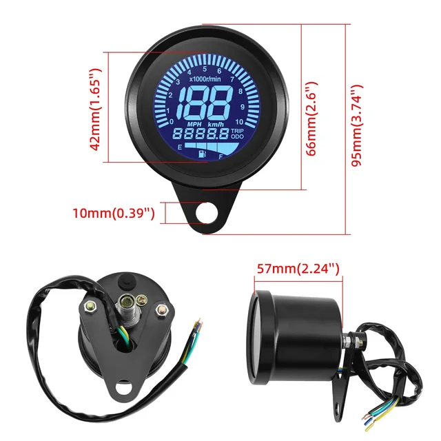 Tachimetro Digitale Moto 66mm LED - Universale 12V Con Indicatore Livello Olio - Foto 9