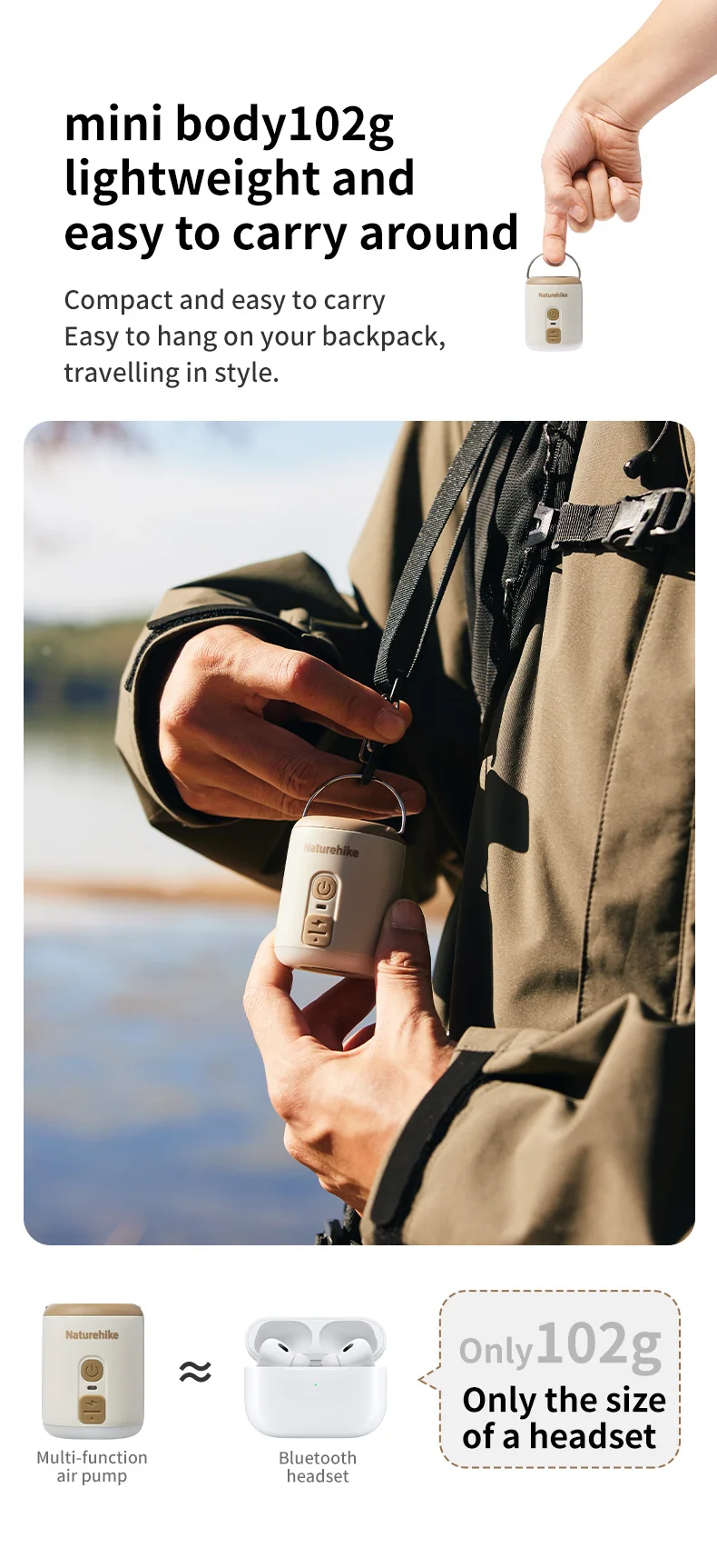 Natureh Mini Portable Electric Inflatable Pump Outdoor Camping