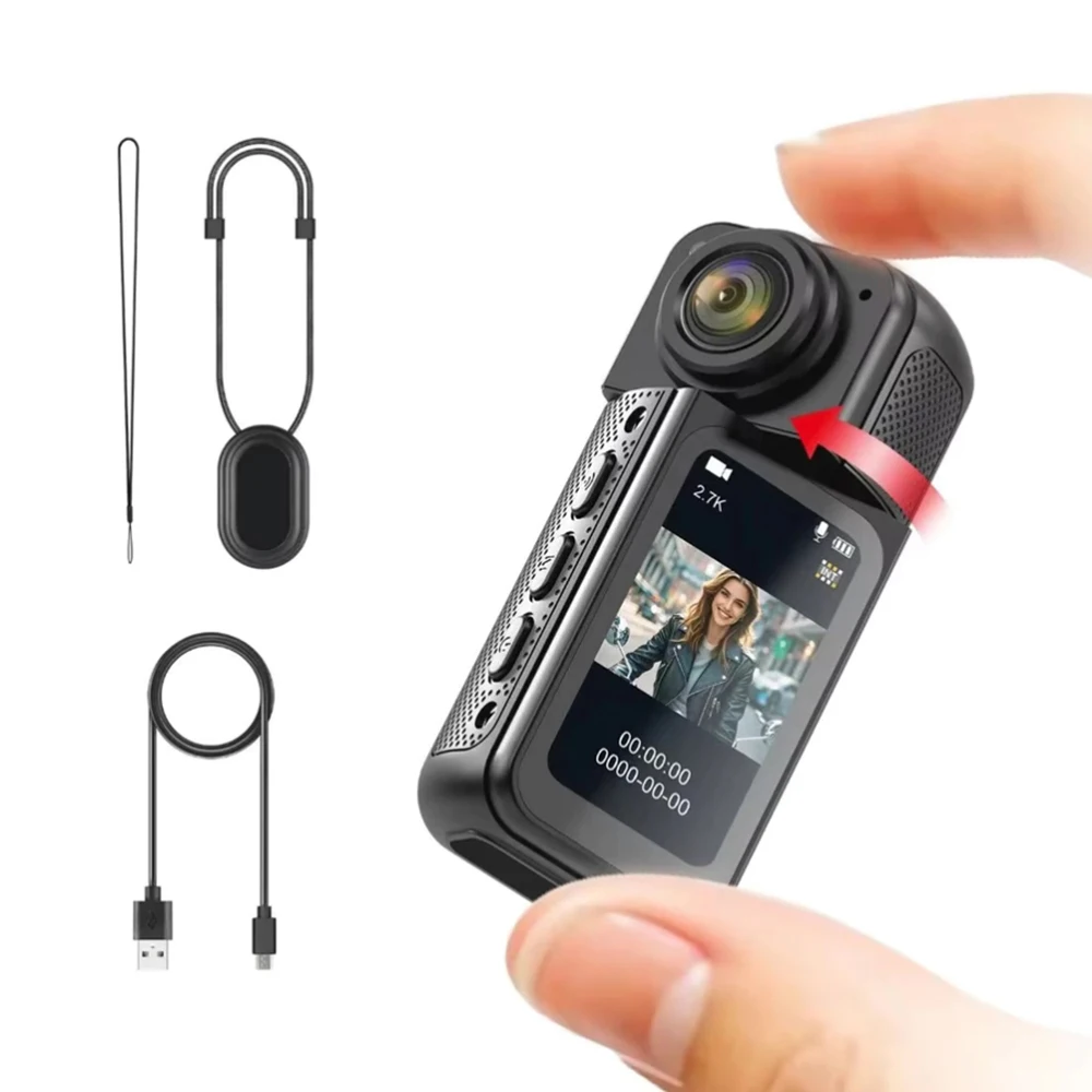 2.7K Mini Wifi Action Camera Dash Action Moto Professional Cam 1080P Small Motorcycle Cycling Video Bodycams 180° Twist Lens Cam 2