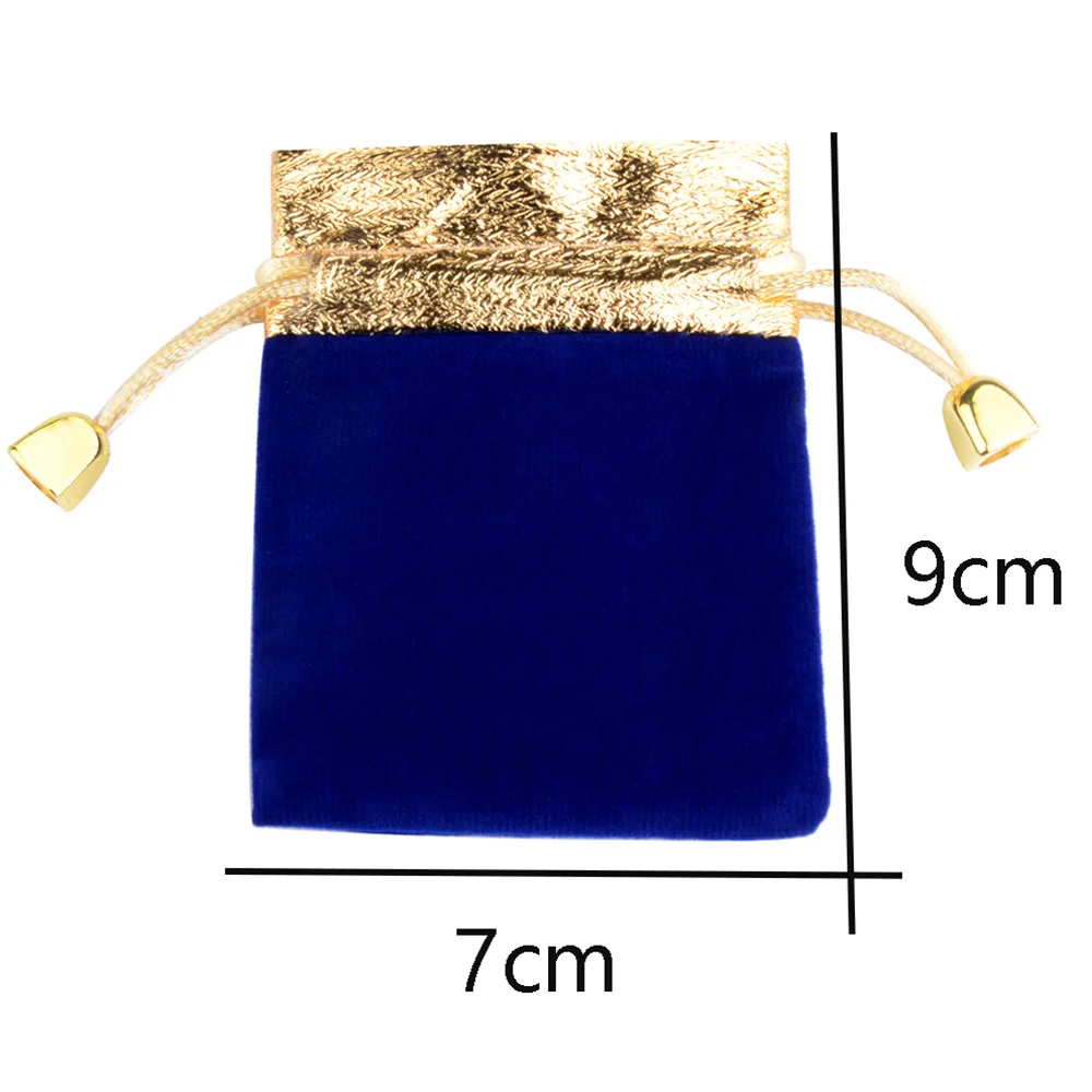 25 개/몫 골든 컬러 가장자리 Drawstring 선물 벨벳 가방 7X9 9X12 12X16cm 크리스마스 웨딩 보석 포장 파우치 도매