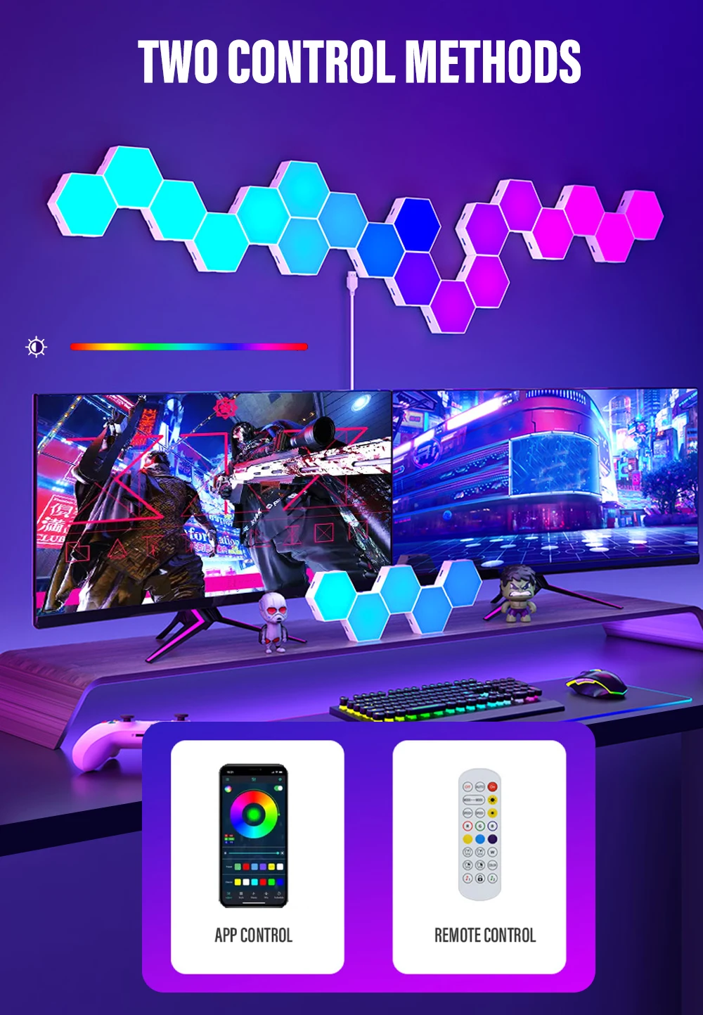 RGB Bluetooth LED Hexagon Light Indoor Wall Light APP Remote Control Night Light Computer Game Room Bedroom Bedside Decoration night stand lamps