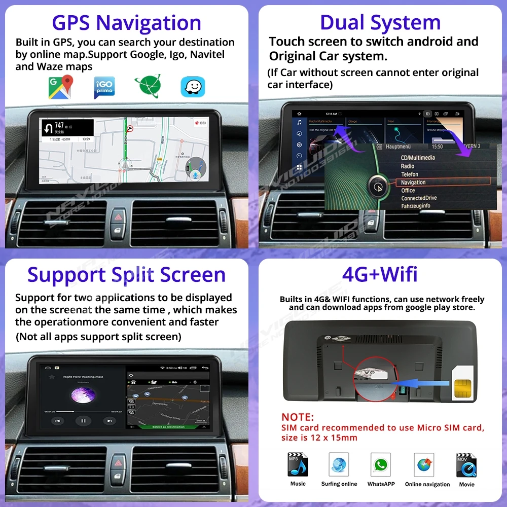 NAVIGUIDE 자동차 라디오 GPS 멀티미디어 플레이어, 안드로이드 13, 8 + 128G, BMW X5, E70, X6, E71, 2007-2013, RHD 카플레이, DSP, ID8, UI 12.3 인