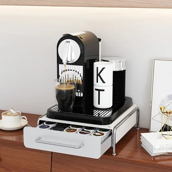 Cassetto portaoggetti per espositore per caffè in Capsule per Bar, cucina, armadi scatola portaoggetti per bustine di tè scaffali per cassetti con Base per macchine da caffè 1