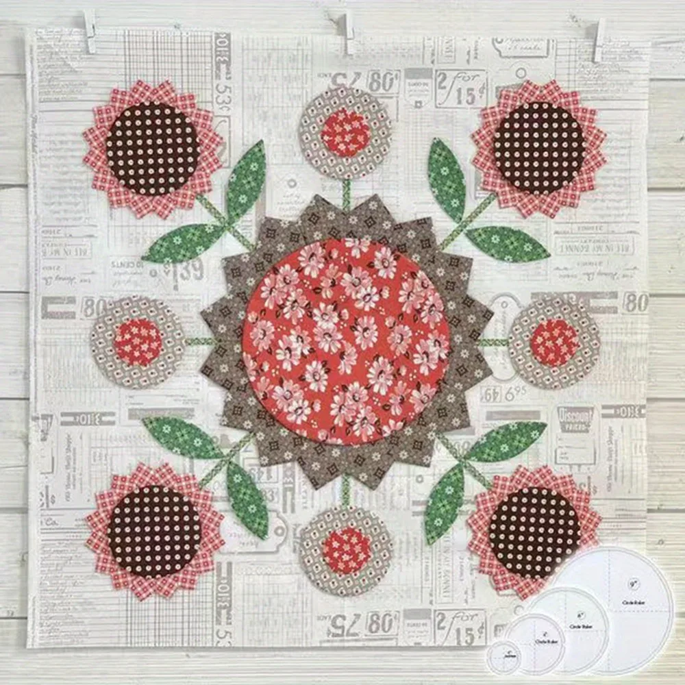 7 개/대 꽃 퀼트 블록 템플릿 DIY 바느질 퀼트 공예 패턴 가이드를위한 아크릴 흰색 투명 원형 꽃잎 모양