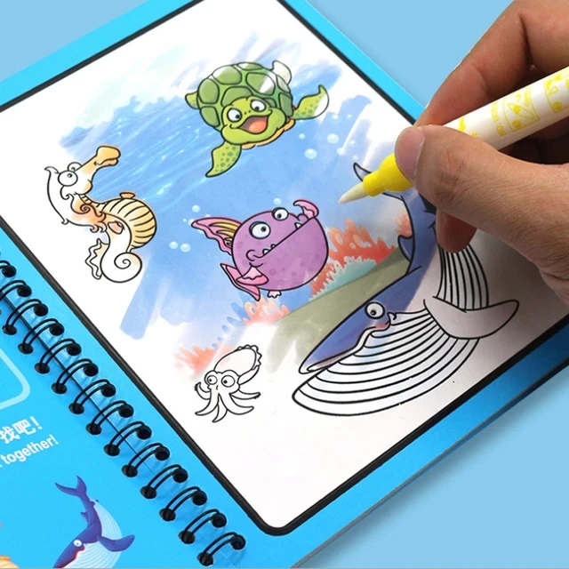 Children Magic Water Drawing Book Reusable Coloring Book Kids Magic Graffiti Painting Board Baby Montessori Early Education Toys 1