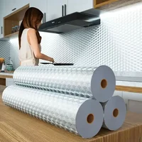 Kitchen Oil Proof Wall Sticker Modern Mould Proof Wallpaper Self Adhesive Film Waterproof Paper Home Decoration Aluminum Foil 1