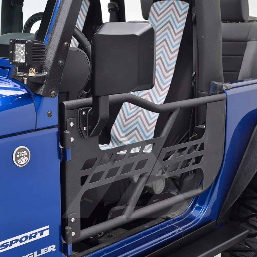 

Summer Doors Tubular Doors with Side View Mirror Off Road Steel Body Armor Guards for Jeep Wrangler JK 2007-2017 2Door J197