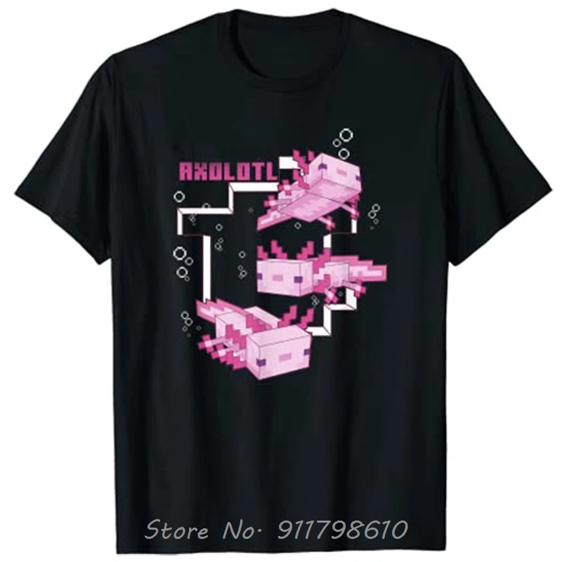 Pink Axolotl Pond Oversized T-shirt Axolotl-Lover Apparel Aesthetic Cotton Tshirt Kids Adults Men's Clothing Unisex Tops Tees