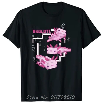 Pink Axolotl Pond Oversized T-shirt Axolotl-Lover Apparel Aesthetic Cotton Tshirt Kids Adults Men's Clothing Unisex Tops Tees 1