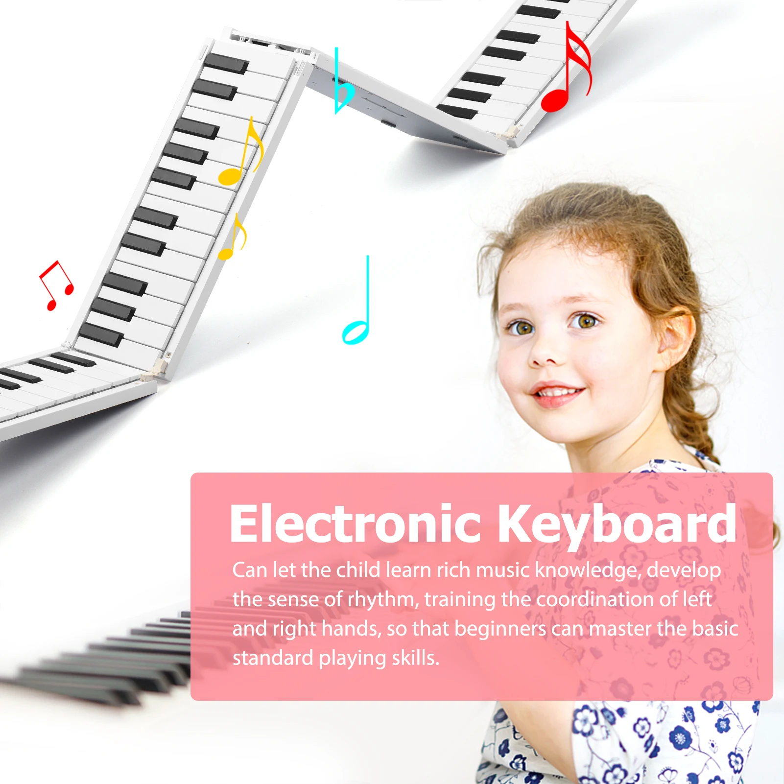 88 K-eys Foldable Piano Digital Piano Portable Electronic Keyboard for Student Musical Instrument