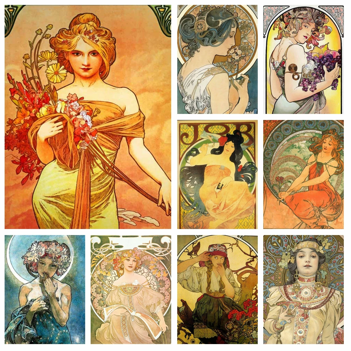 

Набор для вышивки крестиком Alphonse Maria Mucha в классическом барочном стиле, мозаика для домашнего декора