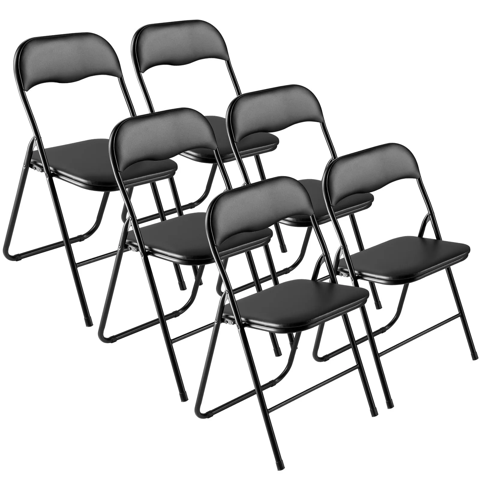 SucceBuy 4/6Pack Folding Chairs Foldable Leather Chairs with Heavy Duty Metal Frame&Padded Cushion Stackable Seats for Home Yard