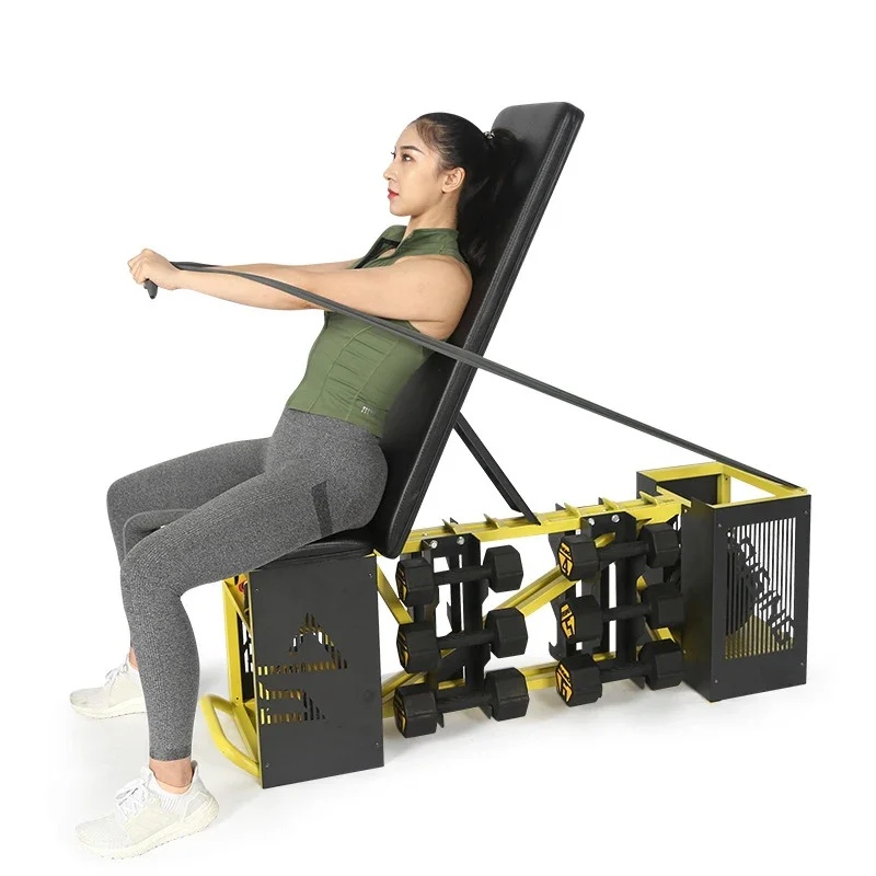 MIYAUP-Commercial Integrated Gym with Movable Angle Dumbbell, Adjustable Storage Box, Fitness Chair, Dumbbell Bench