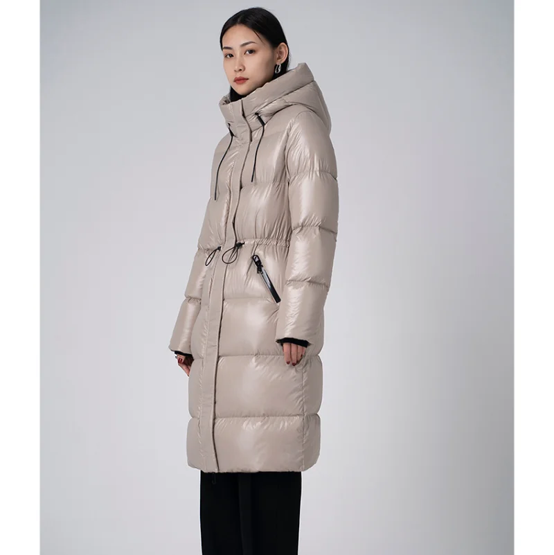 Goose Down Jacket Women's Super Waterproof and Cold Resistant Hooded Design Thickened Long Coat Autumn and Winter New Style