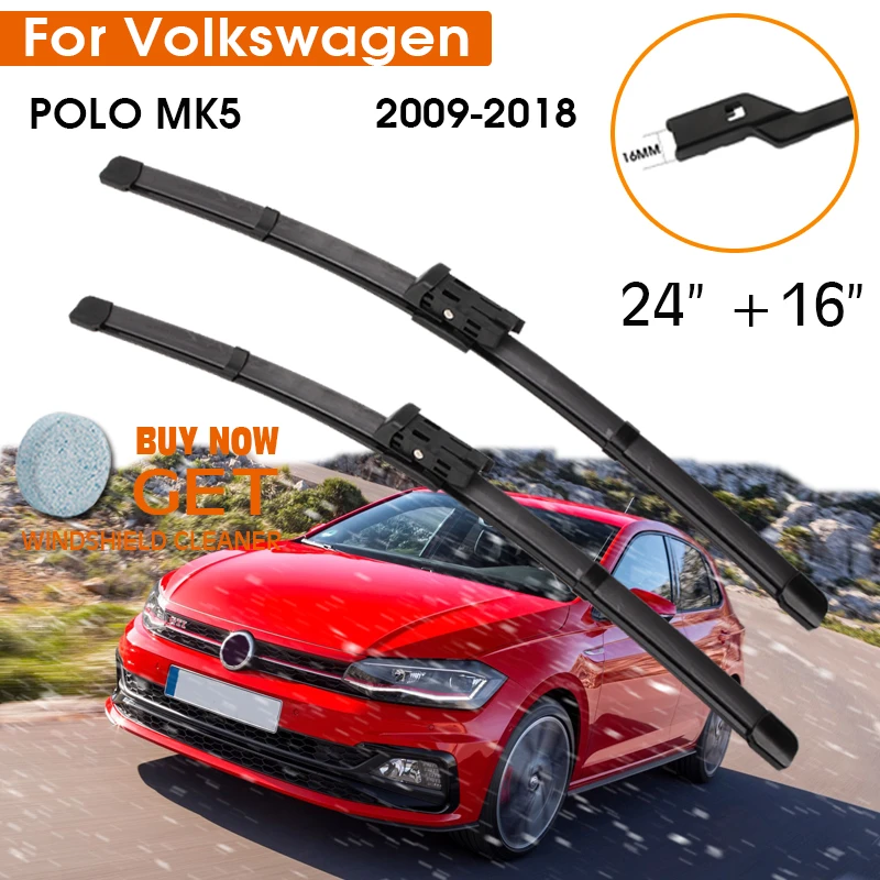 de limpiaparabrisas para Volkswagen POLO MK5 2018, goma para parabrisas, de silicona, limpiaparabrisas de ventana delantera, 24 "+ 16", accesorios| - AliExpress