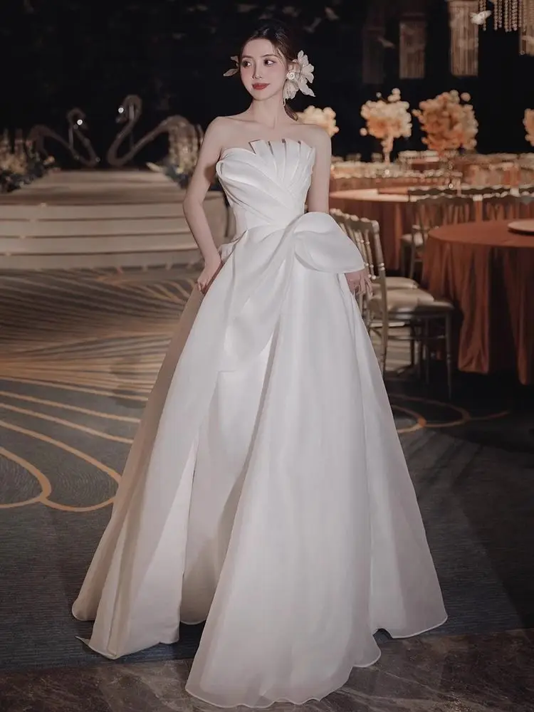 

Harajpee French White Wedding Dress 2024 Bride Simplicity Beautiful Romantic Dresses Evening First Love Fairy Celebrity Vestido