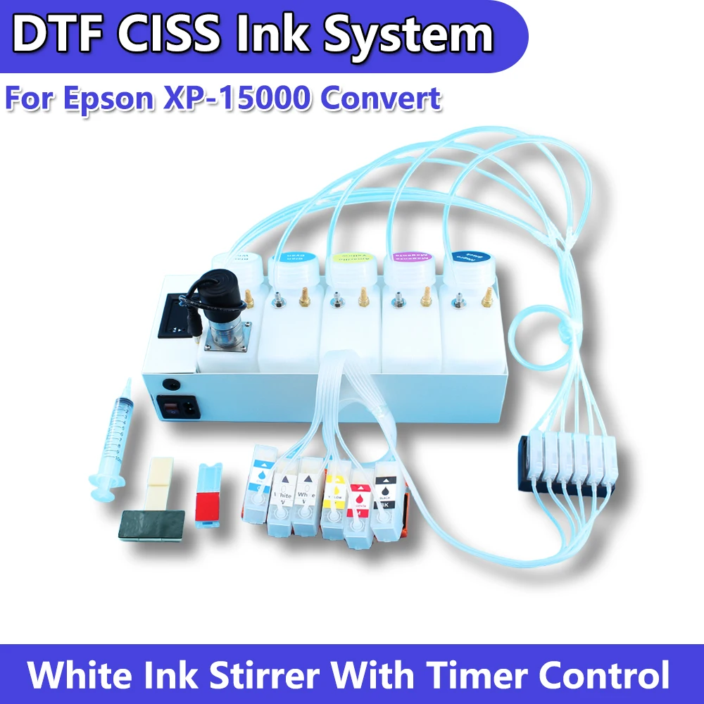 XP-15000 DTF CISS 잉크 공급 시스템(엡손 XP15000 CISS 변환 키트용 흰색 잉크 스트리어 포함)