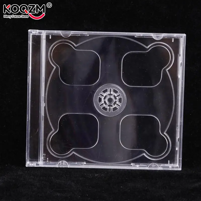 1PC Square Transparent Bottom CD Box Empty CD Case PP Plastic Milky Transparent Case Capacity 2 Discs