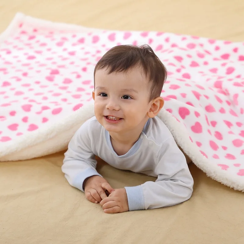 Baby Blanket Warm Fleece Thermal Newborn Soft Stroller Sleep Cover Infant Bedding Swaddle Wrap Cartoon Print Thick Blanket Quilt