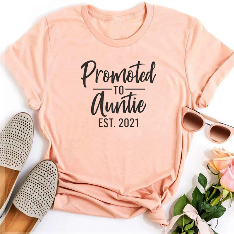 

Promoted To Auntie Est. 2022 Shirts Auntie Graphic Tees Women Clothing 2022 Fashion Gift for Auntie Sexy Tops Harajuku XL