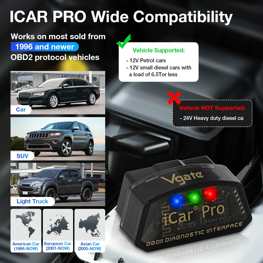 Vgate iCar Pro ELM327 WIFI OBD2 Scanner Bluetooth-Compatible 4.0 For Android/IOS Car Auto Diagnostic Tool PK ICAR2 ELM 327 V1.5 4