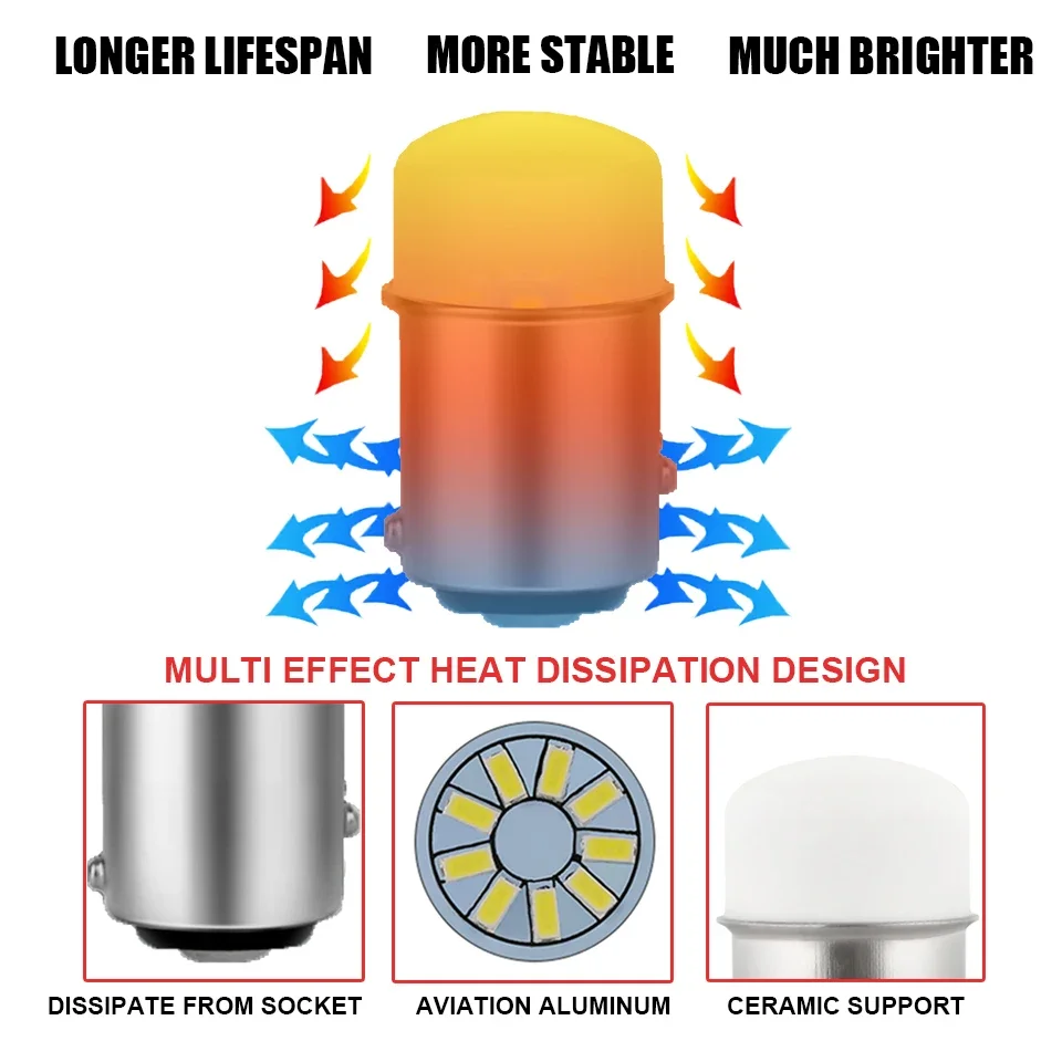 1/4Pcs P21/5W Led 1157 ���� ���� �ڵ��� �� BAY15D 1156 P21W Ba15S ���� SMD �ڵ� ������ ȸ�� ��ȣ ���� �극��ũ ��� DRL12V