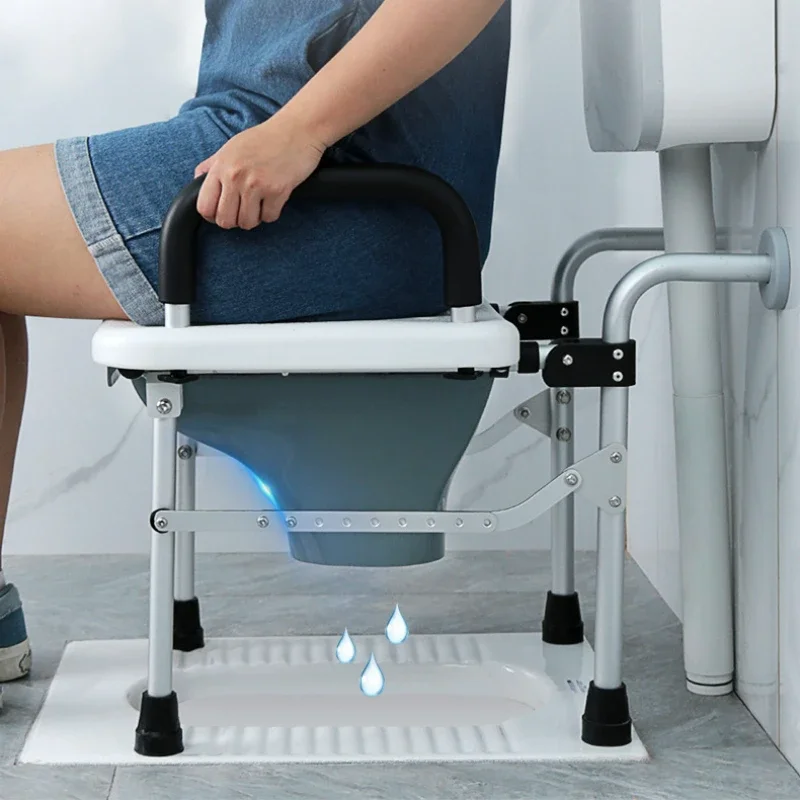 Portable Toilet Seat with Armrests - Anti-Splash, Foldable Aluminum Alloy, Easy Access Squat Stool for Pregnant Women 6