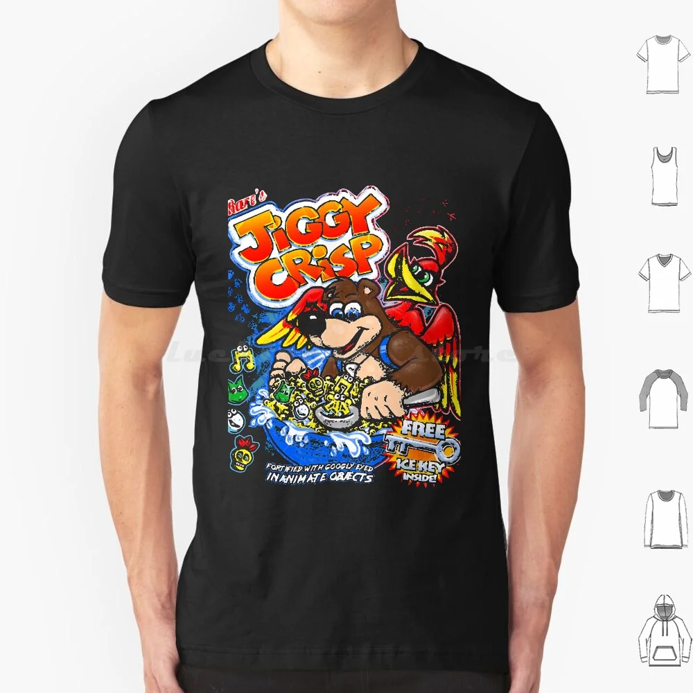 Jiggy Crisp T Shirt Big Size 100% Cotone Banjo Rare Rareware N64 Kazooie Banjo Tooie Gaming Bear Bird Videogiochi Giochi 64 64