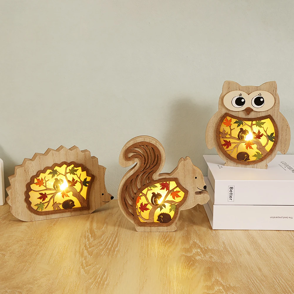 

Wooden Animal Sculptures Glowing Hollow Carving Art Crafts Great Gifts For Birthdays Halloween Christmas