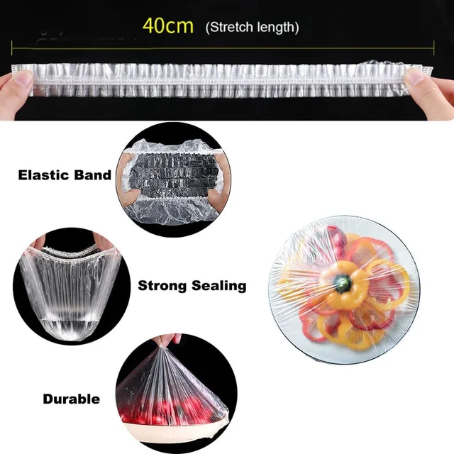 100 Db-Os Élelmiszer-Vákuumzsák Nylon Az Élelmiszerek Eldobható Elasztikus Műanyag Papír-Poros Frissítő Konyhai Kiegészítők Fedezésére - Image 3