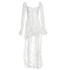 Fairycore Lace Flare Sleeve Square Neck A-line Dress Sweet E-girl Irregular Long Hem Dresses Cyber Y2K Party Vestido 6
