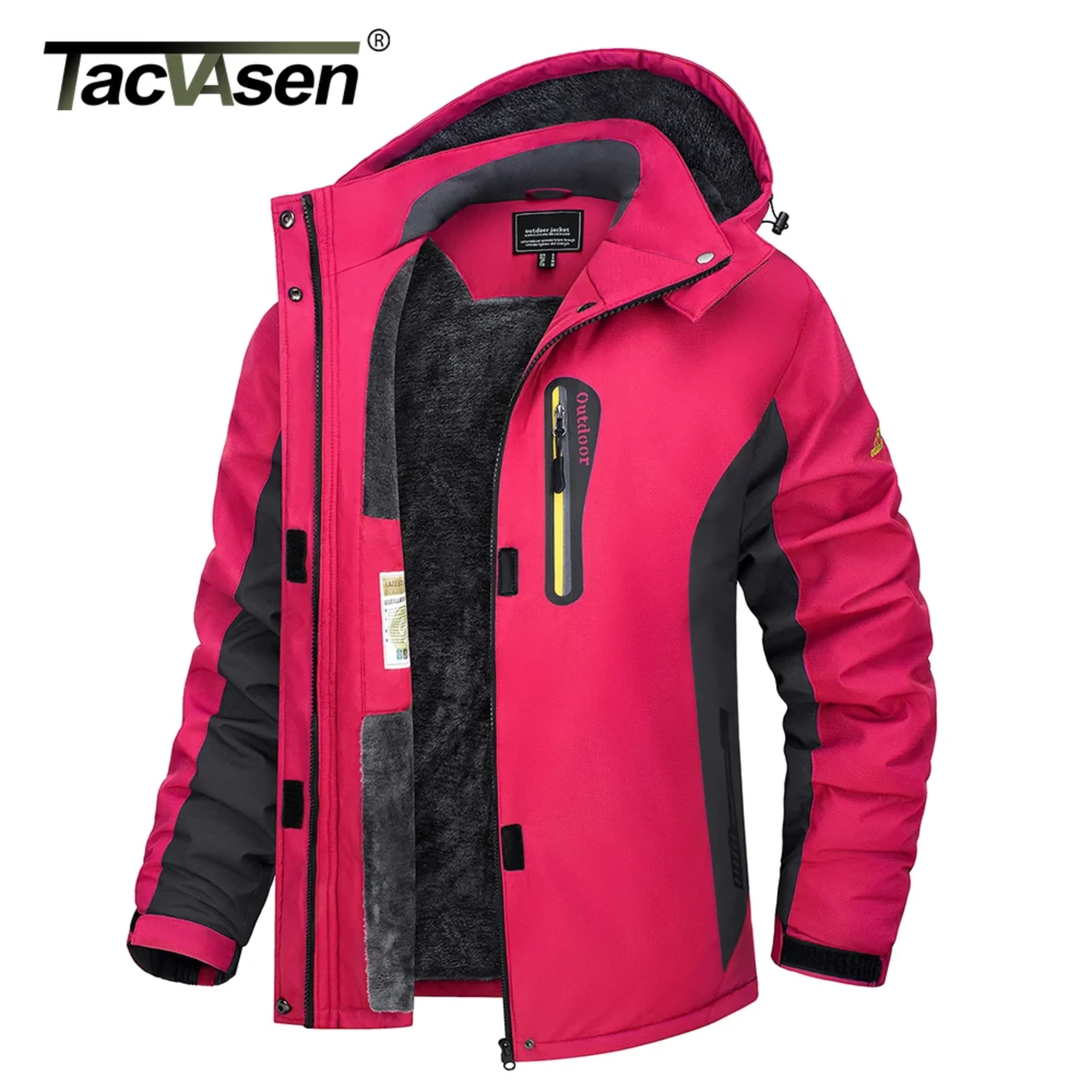 TACVASEN Womens Winter Fleece Jacket Waterproof Snowboard Ski Jacket Outdoor Trekking Hiking Jackets Windbreaker Coat Parka